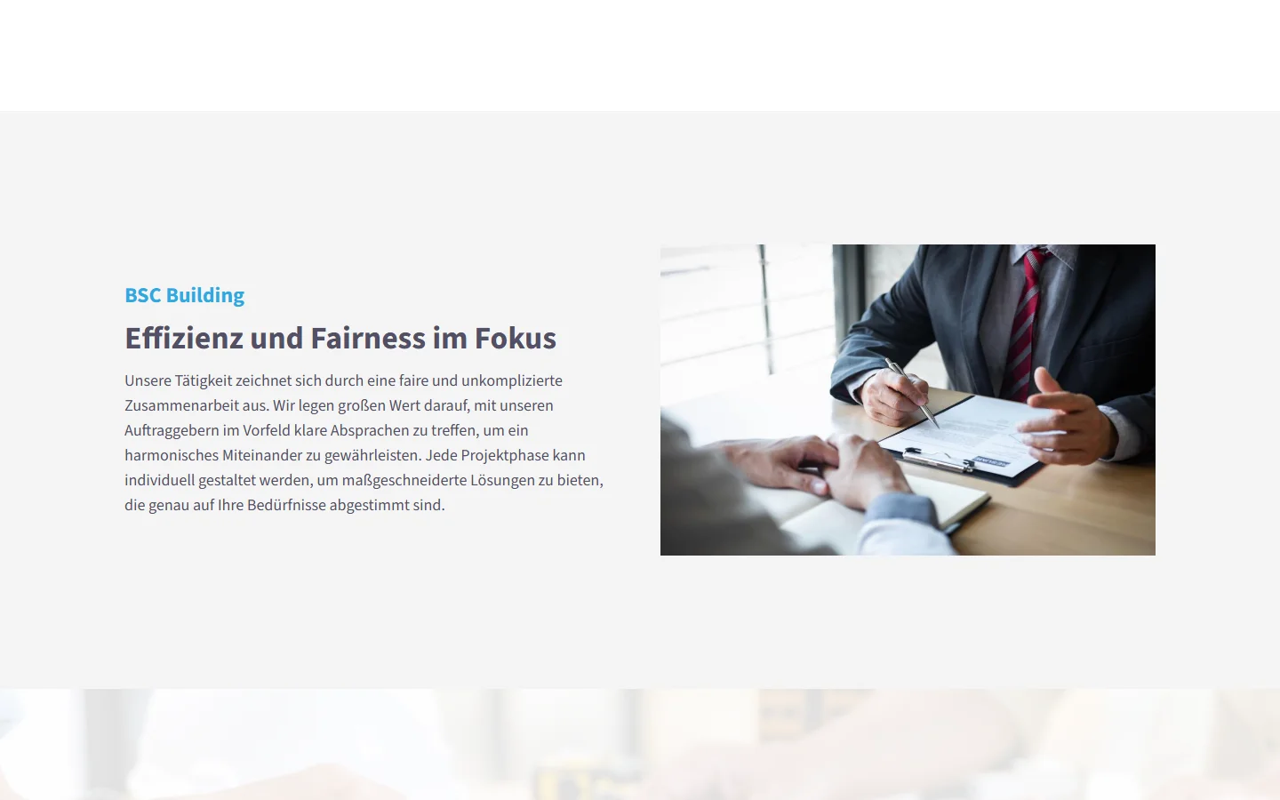 Website von Building Site Consulting GmbH – Desktopansicht: BSC Building