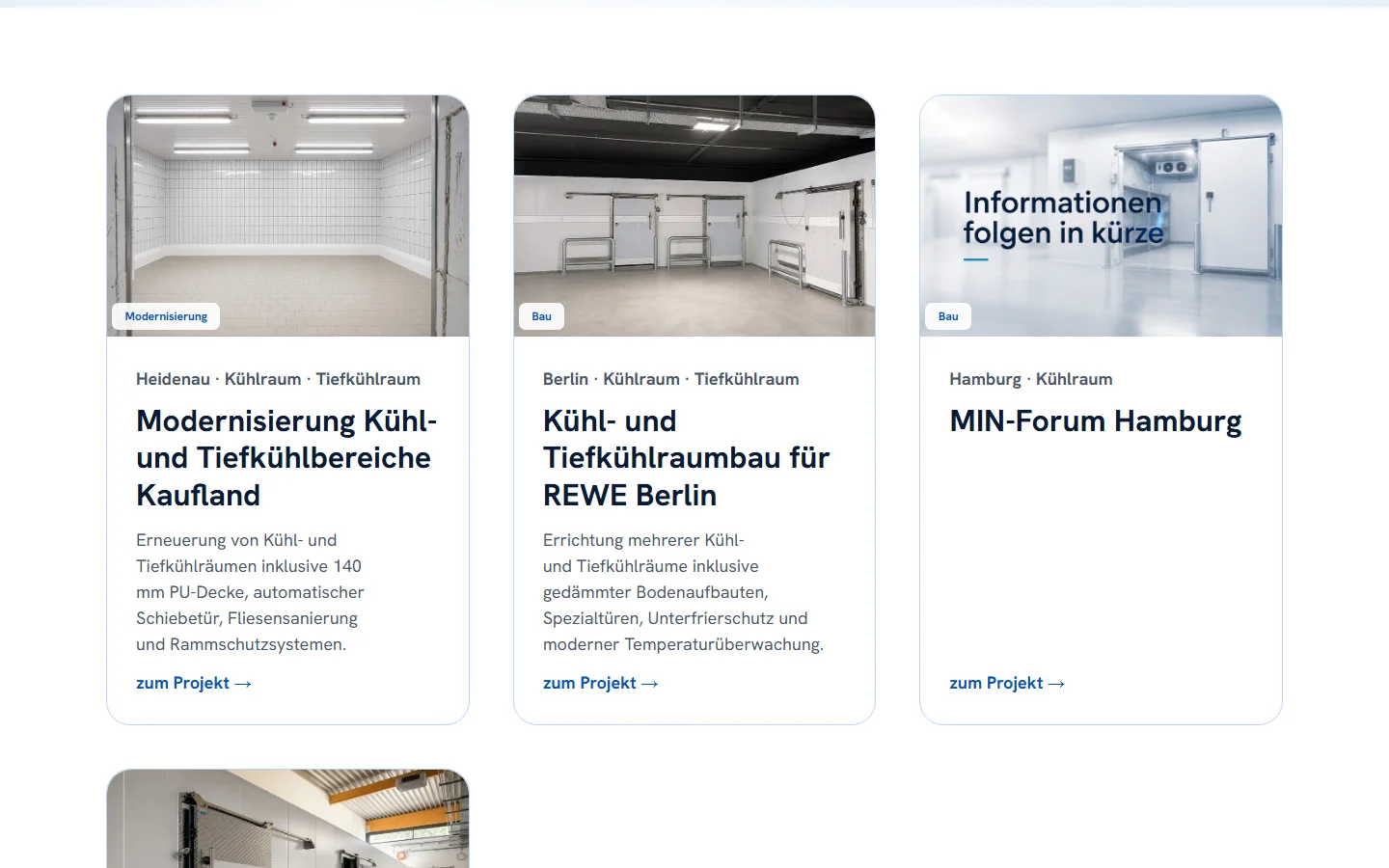 Website von Empor Kältetechnik – Desktopansicht: Heidenau · Kühlraum · Tiefkühlraum