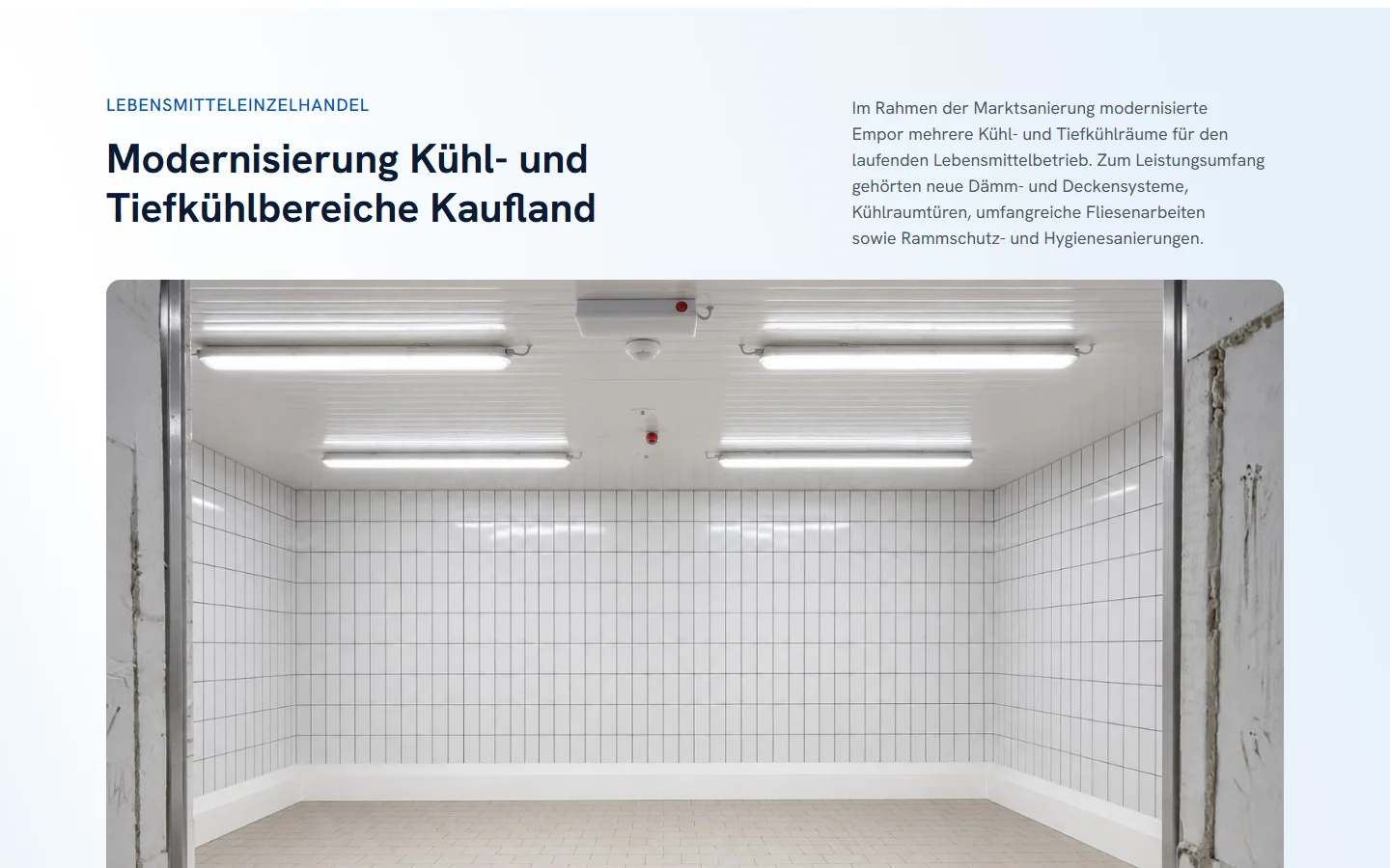 Website von Empor Kältetechnik – Desktopansicht: LEBENSMITTELEINZELHANDEL