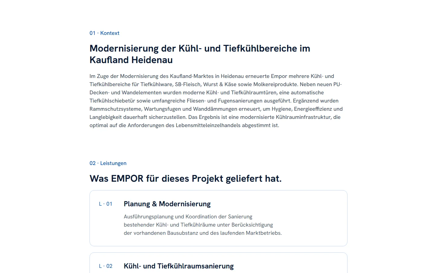 Website von Empor Kältetechnik – Desktopansicht: 01 · Kontext