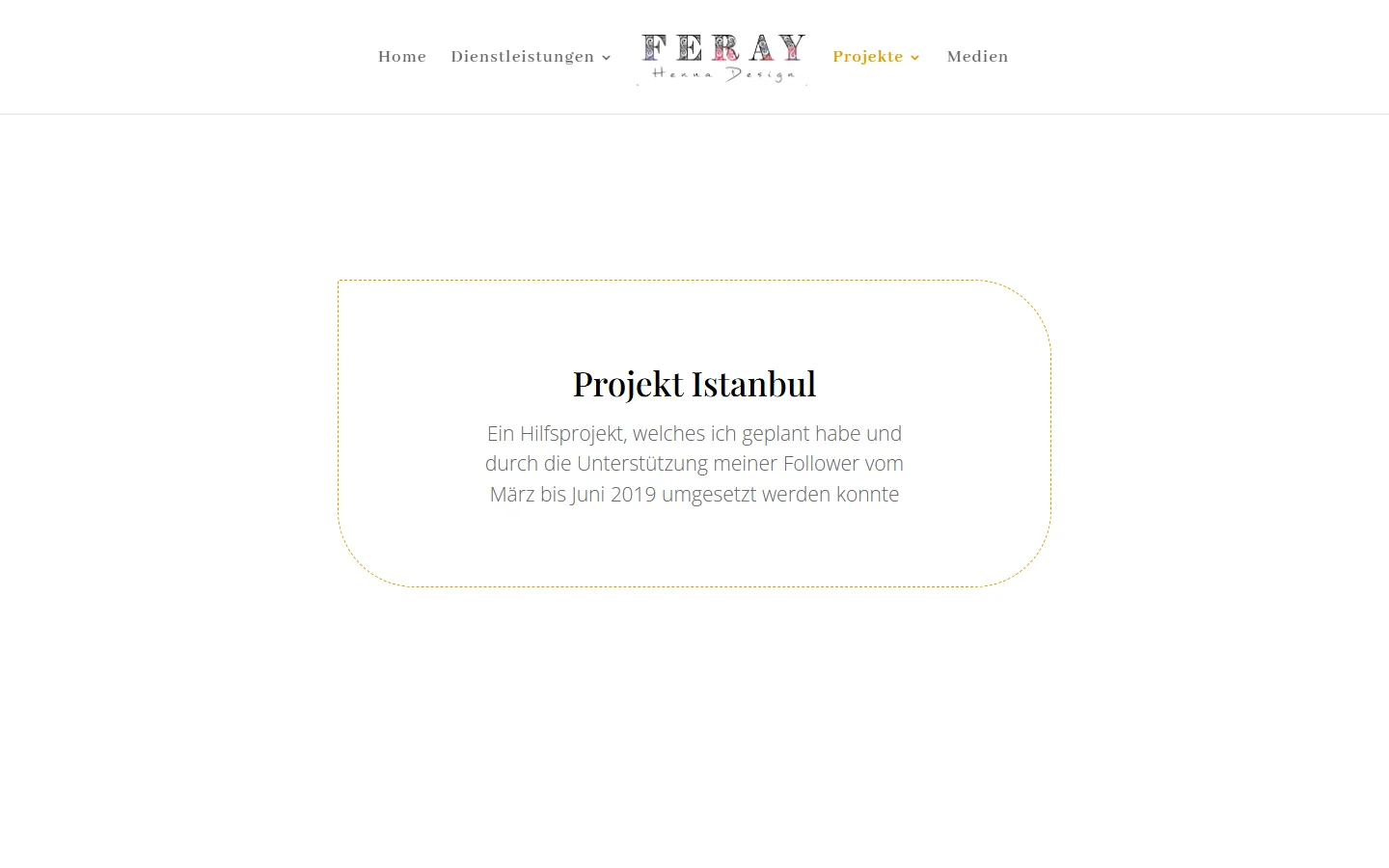 Website von Feray Henna Design – Desktopansicht: Projekt Istanbul