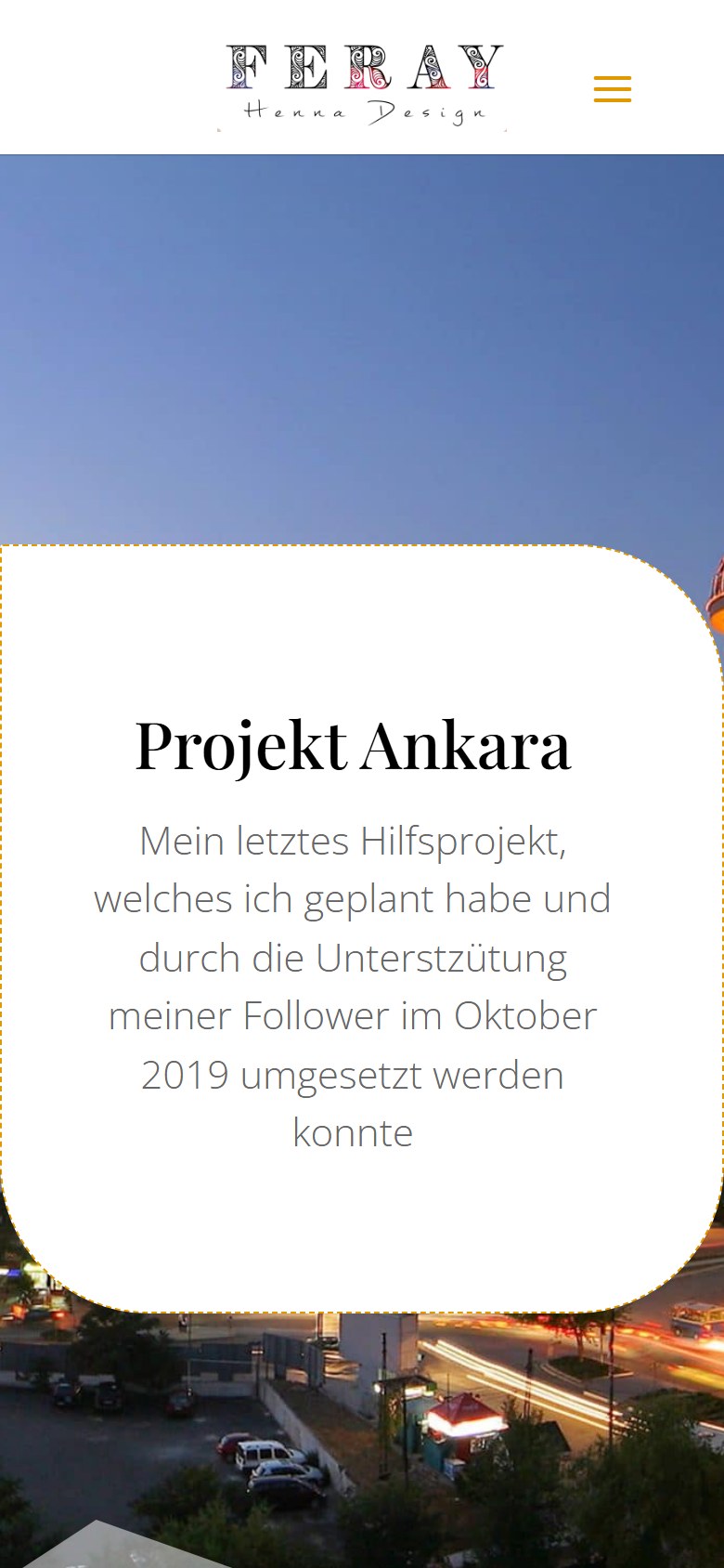 Website von Feray Henna Design – Handyansicht: ferayhennadesign / Henna Künstlerin in Berlin