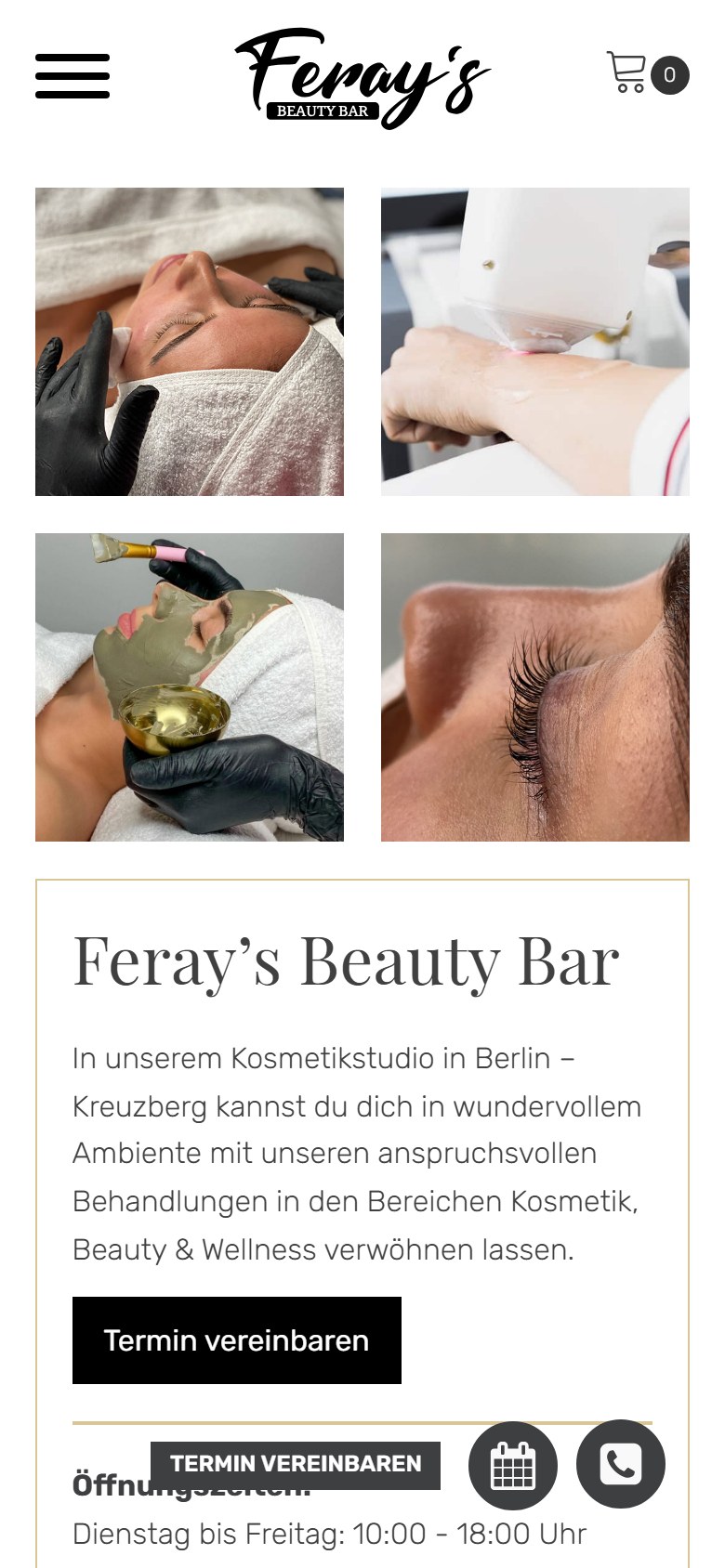 Website von Ferays Beauty Bar – Handyansicht