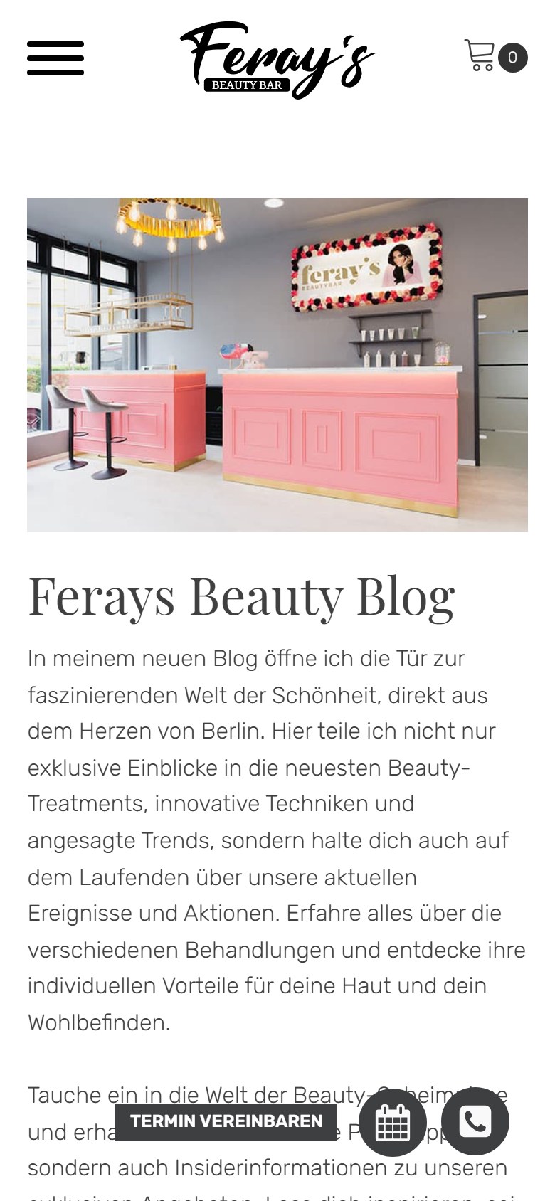 Website von Ferays Beauty Bar – Handyansicht: Blog