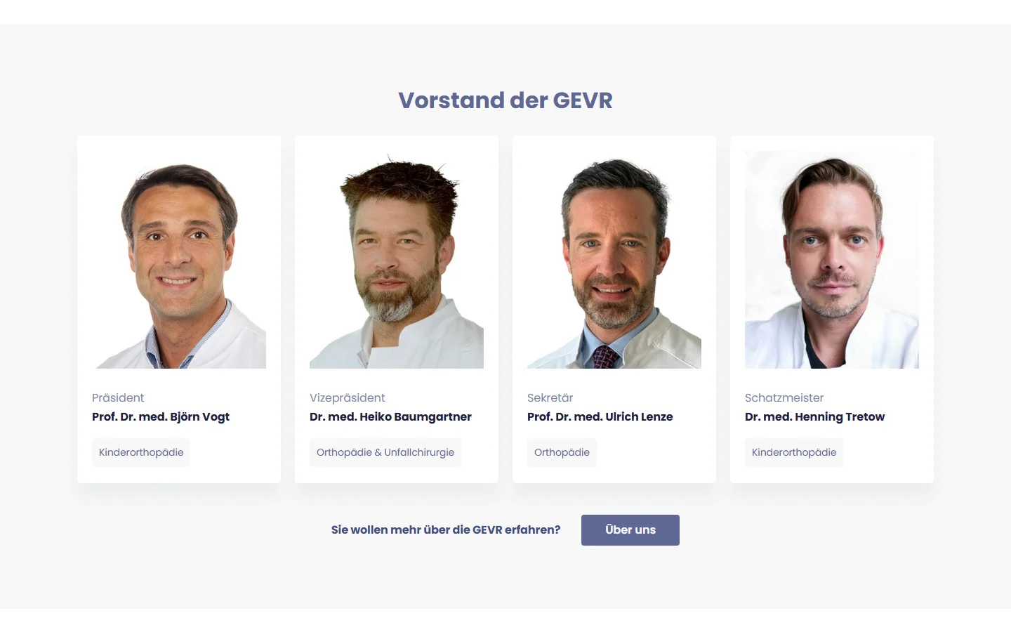 Website von GEVR e.V. – Desktopansicht: Vorstand der GEVR
