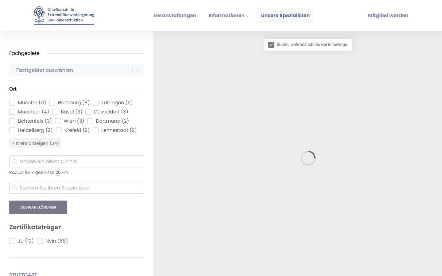 Website von GEVR e.V. – Desktopansicht: Unsere Spezialisten
