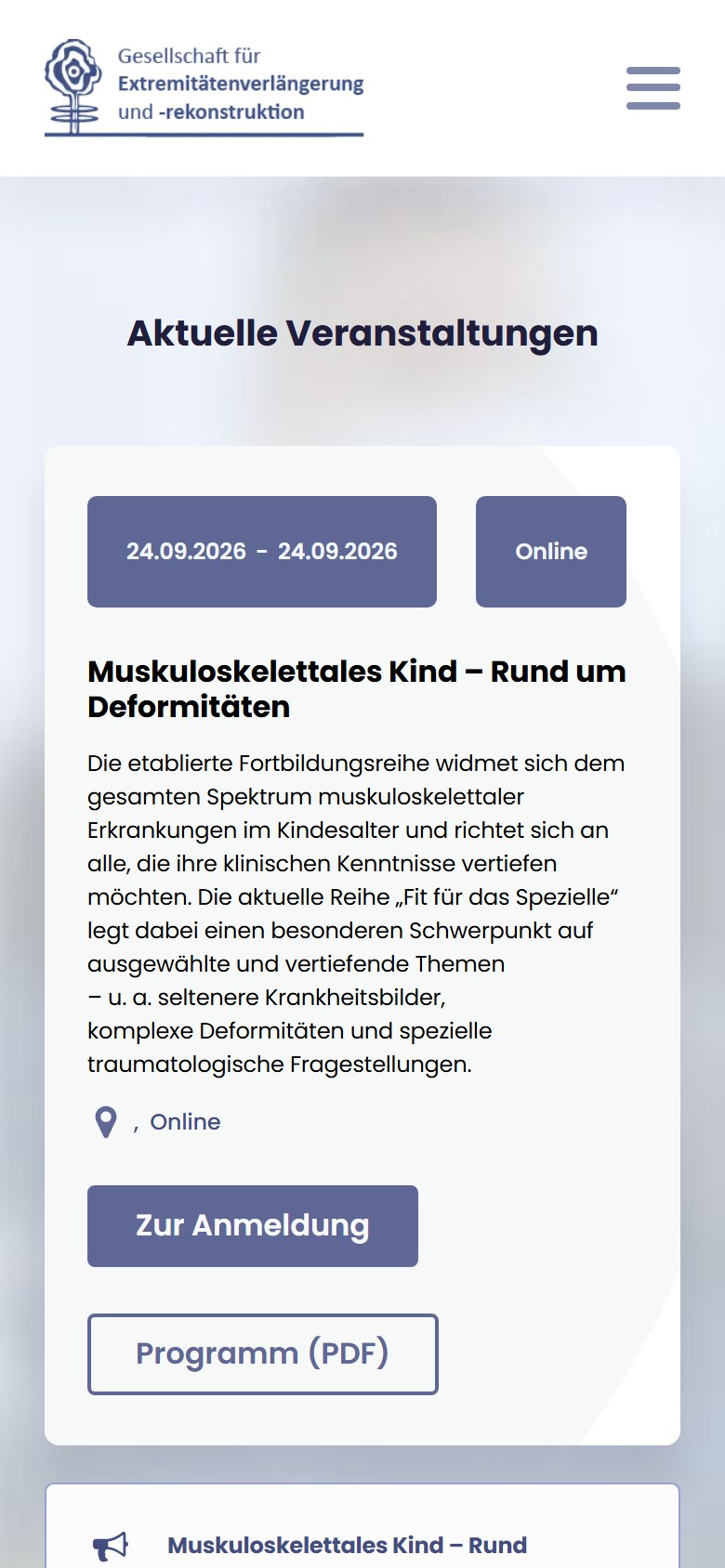 Website von GEVR e.V. – Handyansicht: Veranstaltungen