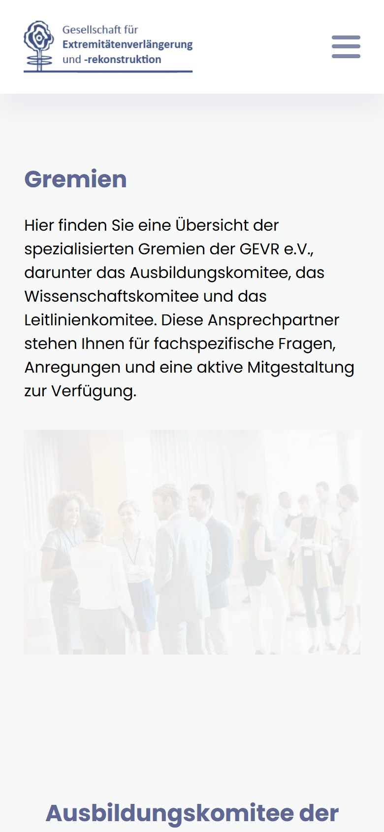 Website von GEVR e.V. – Handyansicht: Gremien