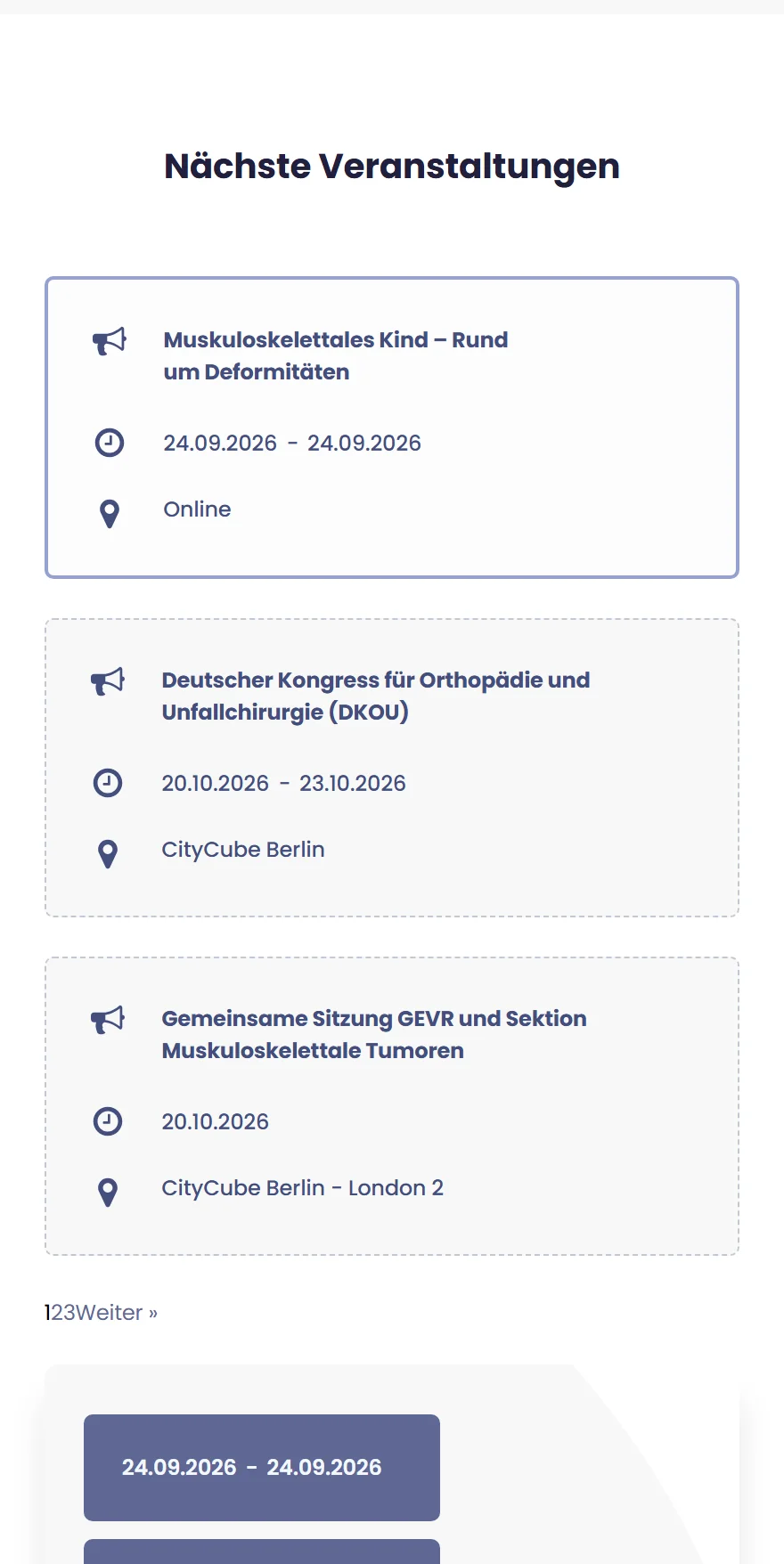 Website von GEVR e.V. – Handyansicht: Nächste Veranstaltungen