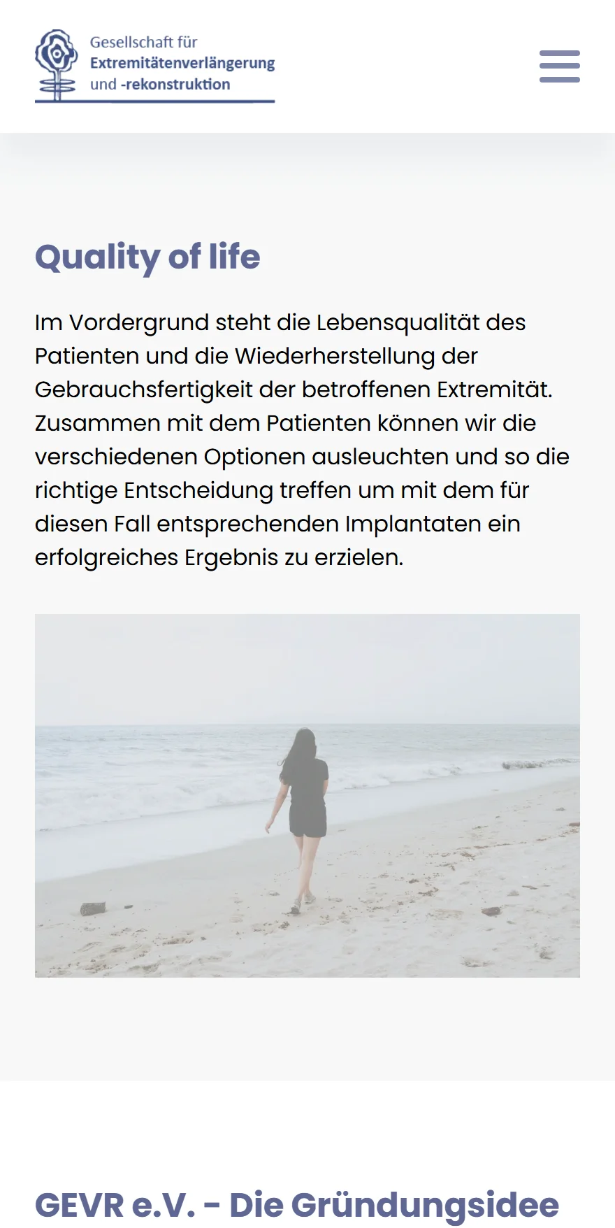 Website von GEVR e.V. – Handyansicht: Quality of life