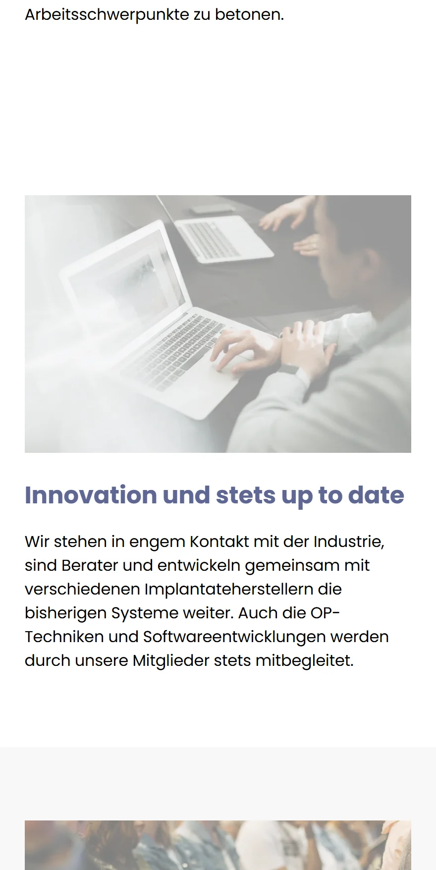 Website von GEVR e.V. – Handyansicht: Innovation und stets up to date