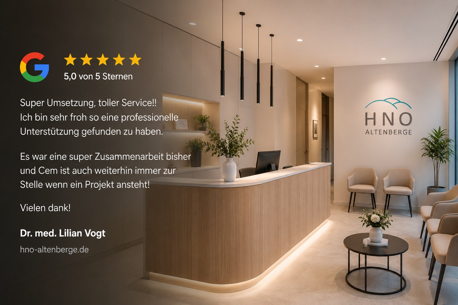 Google-Bewertung von Dr. med. Lilian Vogt zur professionellen Umsetzung der Website und der langfristigen Betreuung durch Cem.