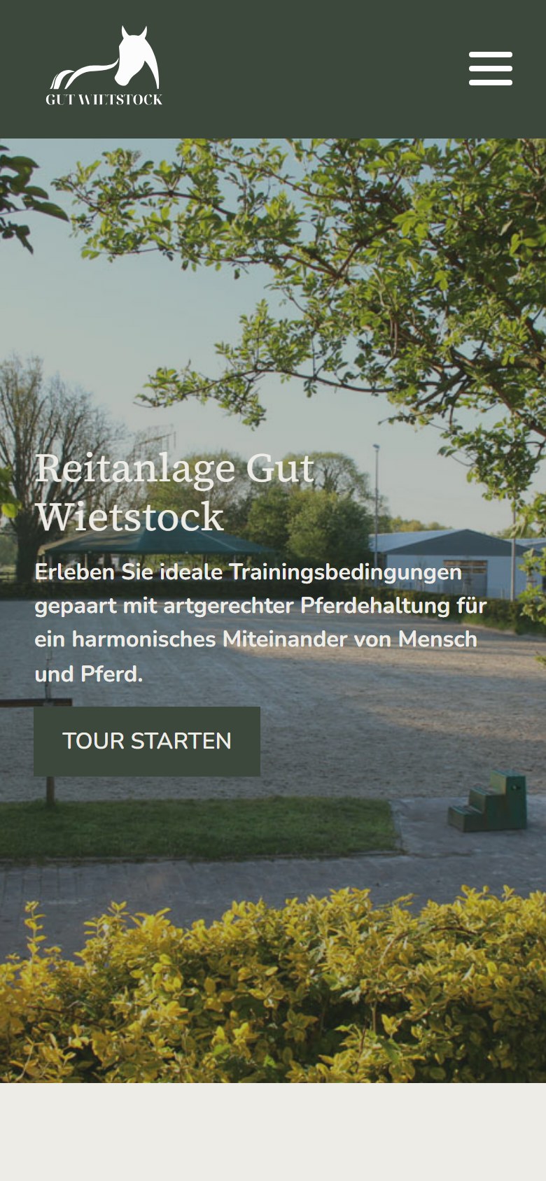 Website von Gut Wietstock Reitanlage – Handyansicht: Gut Wietstock
