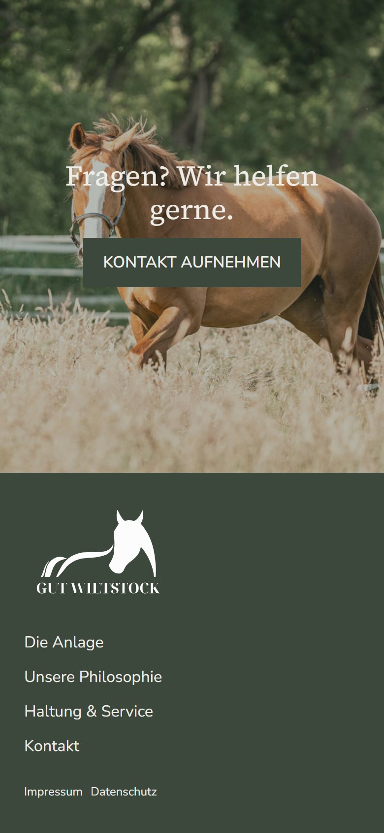 Website von Gut Wietstock Reitanlage – Handyansicht: Philosophie