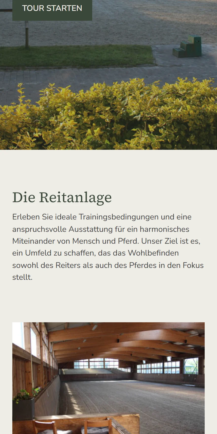Website von Gut Wietstock Reitanlage – Handyansicht: Die Reitanlage