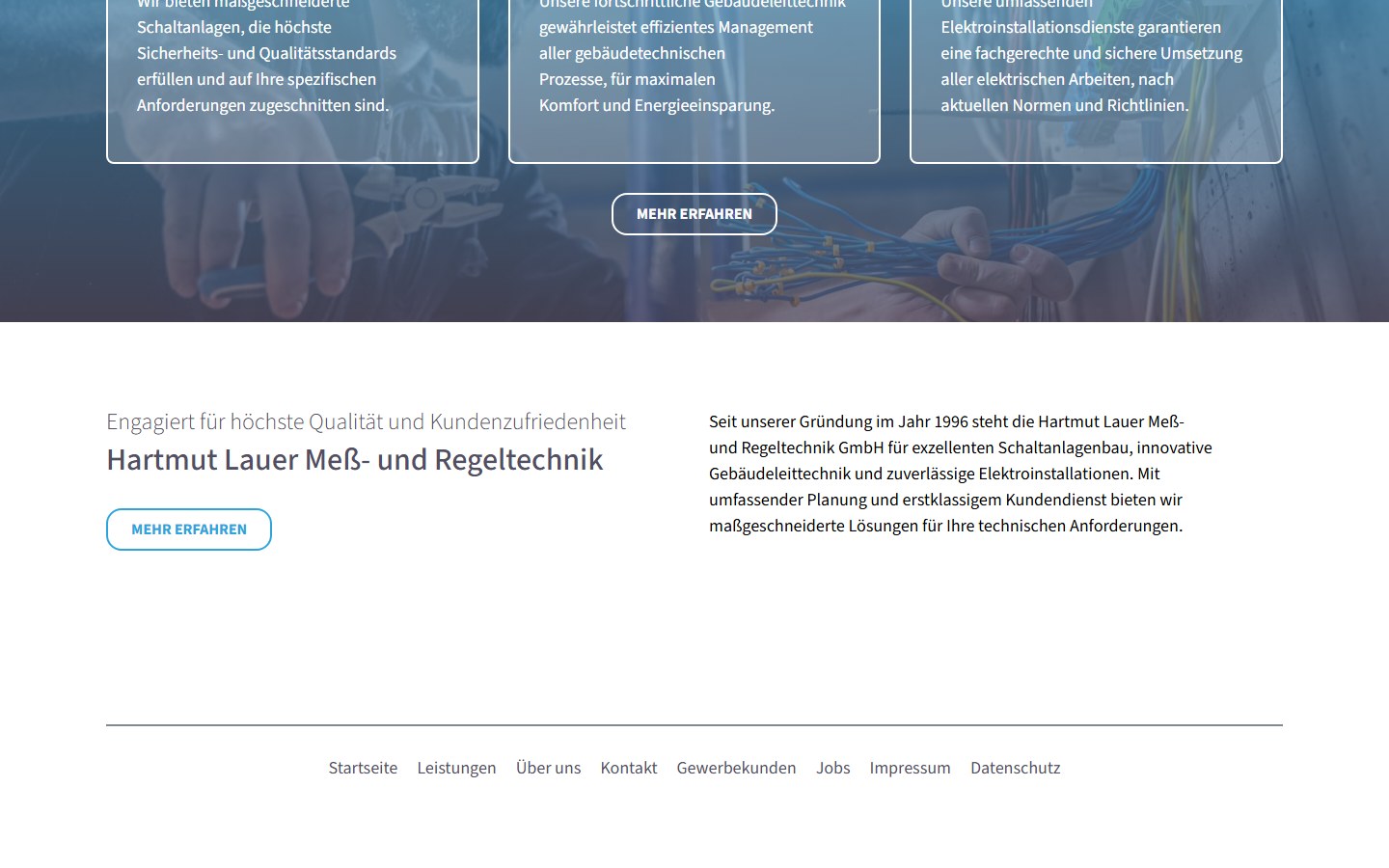 Website von Hartmut Lauer Meß- und Regeltechnik GmbH – Desktopansicht