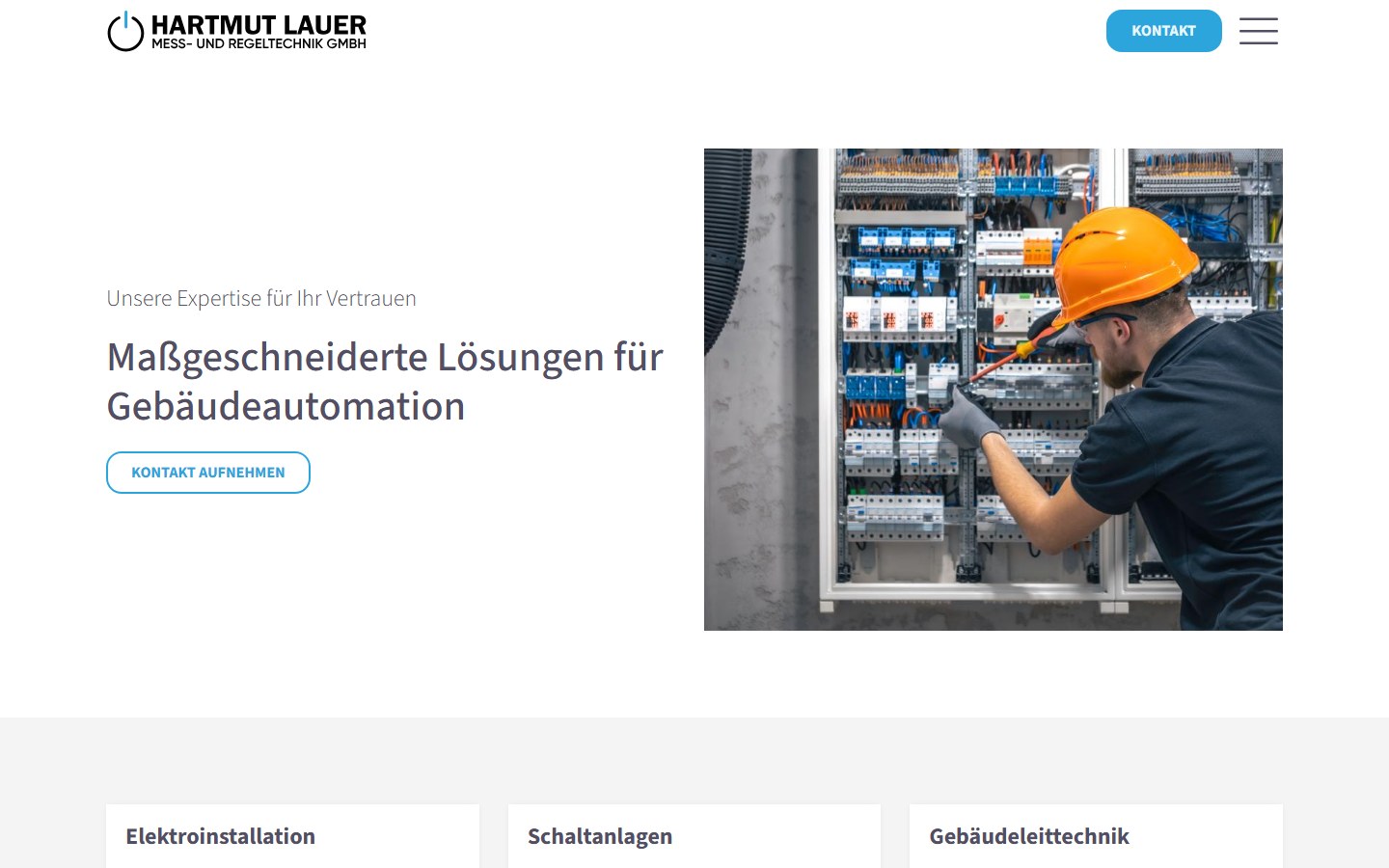 Website von Hartmut Lauer Meß- und Regeltechnik GmbH – Desktopansicht: Leistungen
