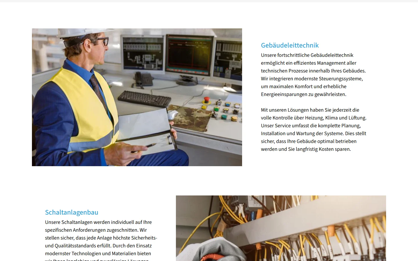 Website von Hartmut Lauer Meß- und Regeltechnik GmbH – Desktopansicht: Gebäudeleittechnik