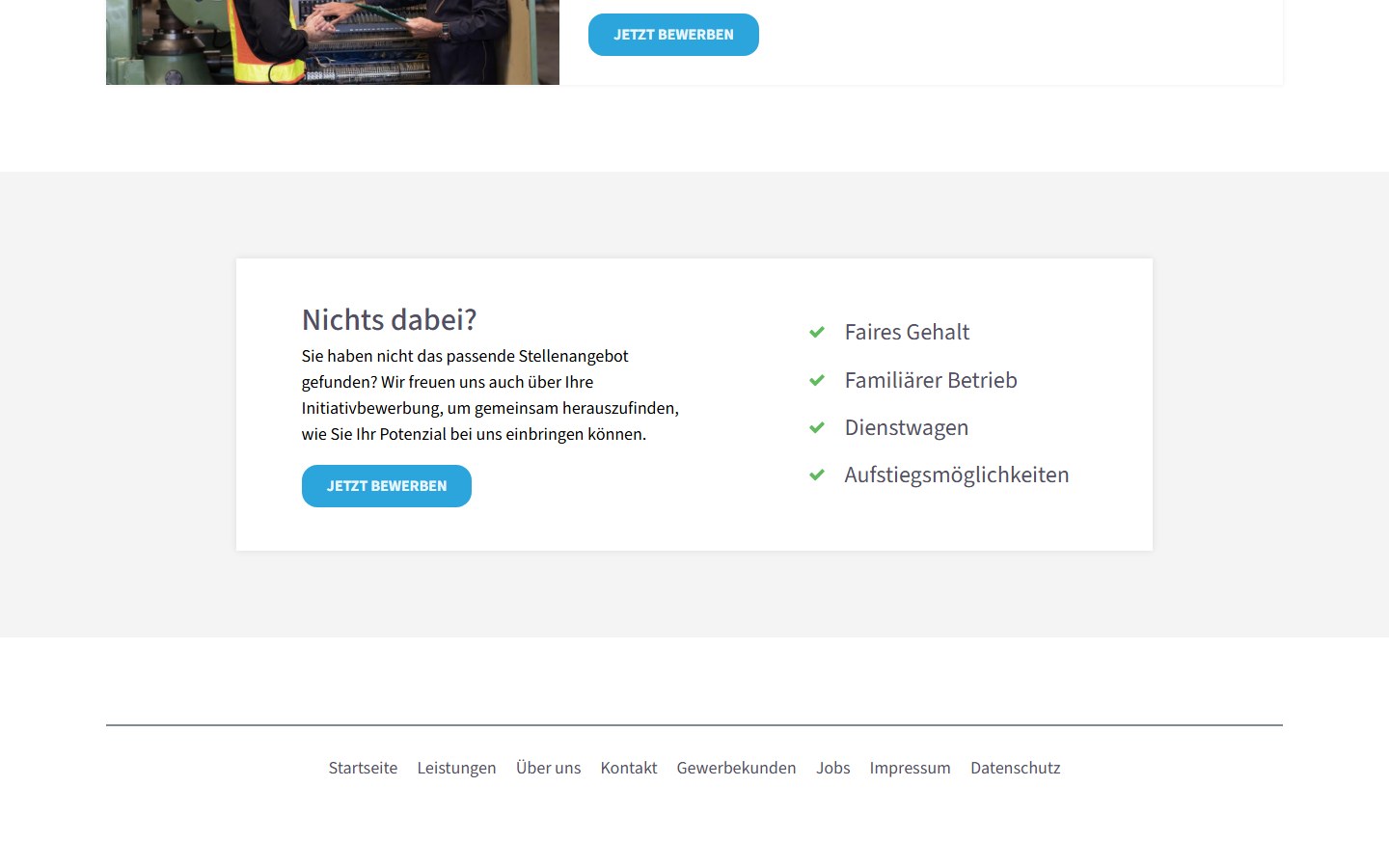 Website von Hartmut Lauer Meß- und Regeltechnik GmbH – Desktopansicht: Jobs