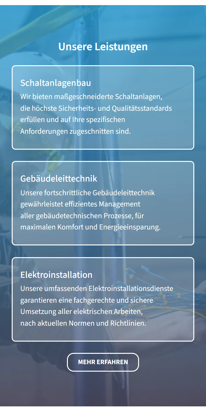 Website von Hartmut Lauer Meß- und Regeltechnik GmbH – Handyansicht: Unsere Leistungen