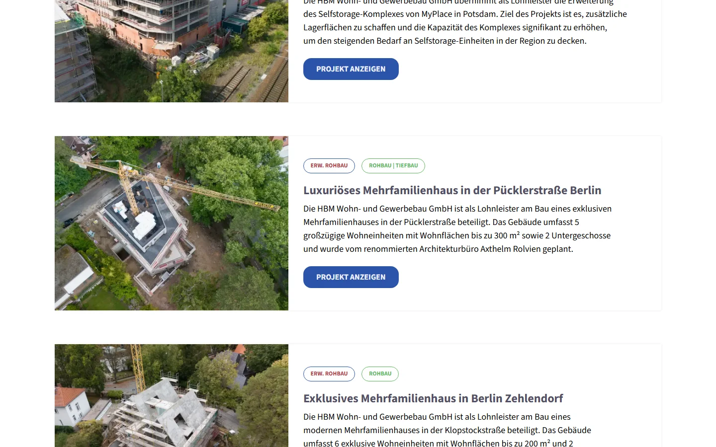 Website von HBM Wohn- und Gewerbebau GmbH – Desktopansicht: Luxuriöses Mehrfamilienhaus in der Pücklerstraße Berlin