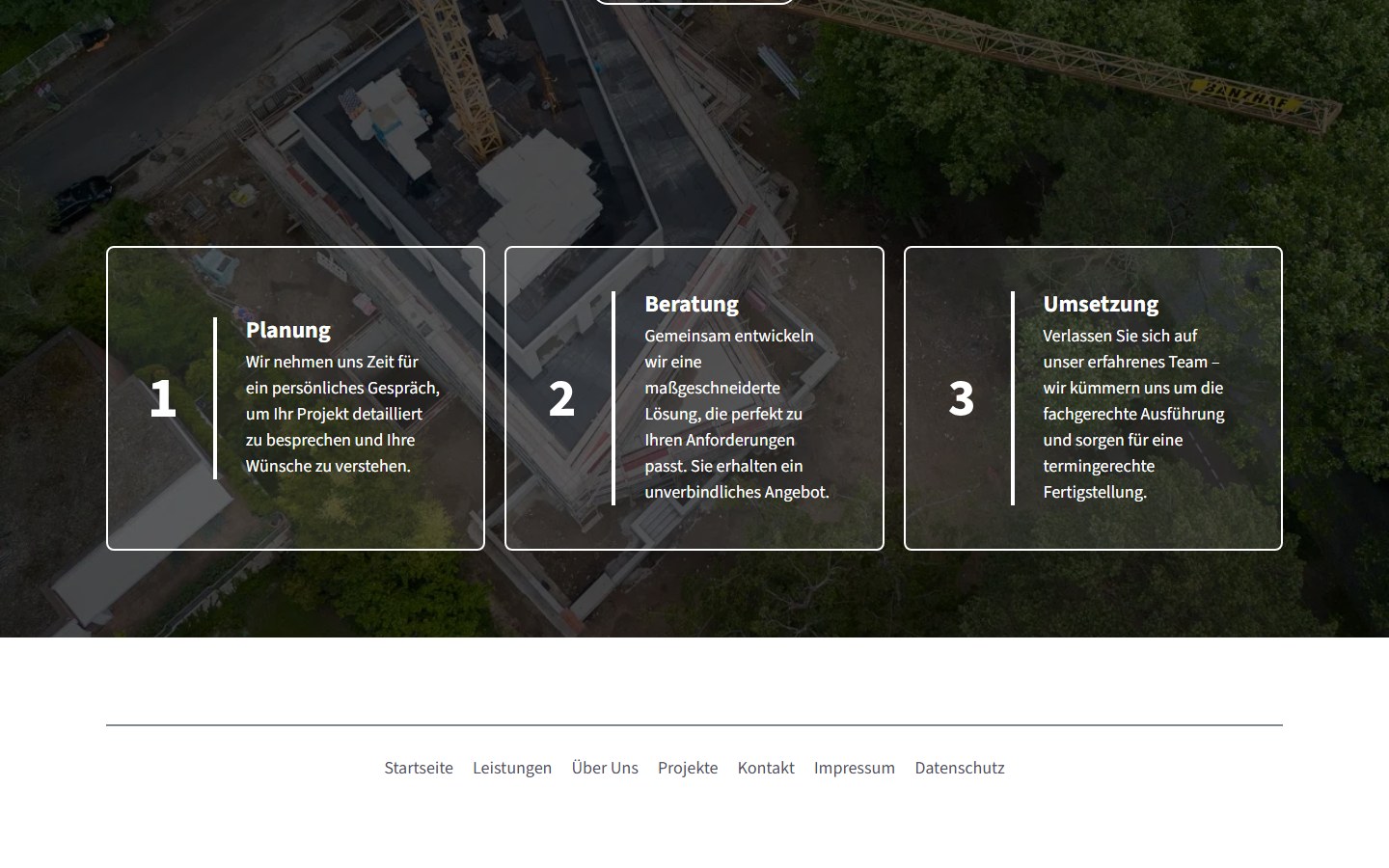 Website von HBM Wohn- und Gewerbebau GmbH – Desktopansicht: Über Uns