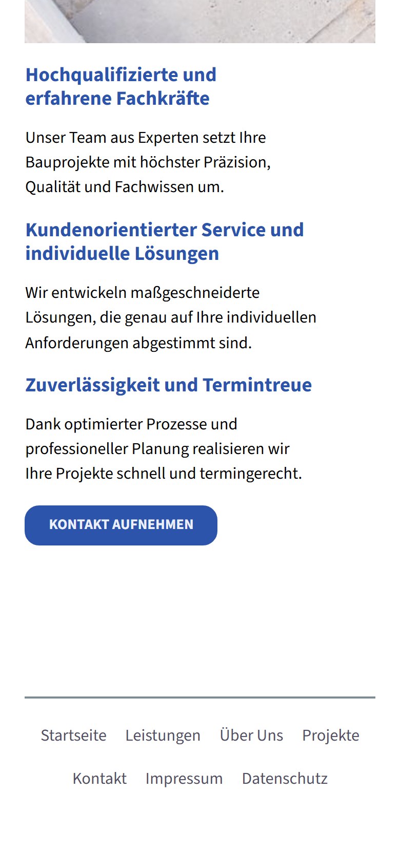 Website von HBM Wohn- und Gewerbebau GmbH – Handyansicht
