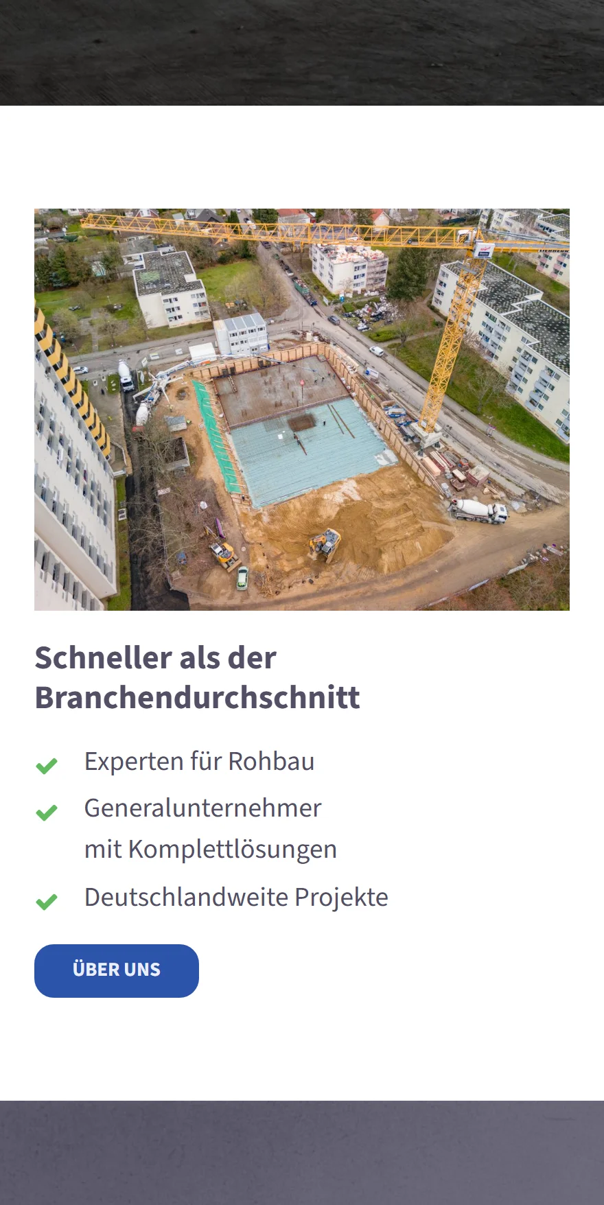 Website von HBM Wohn- und Gewerbebau GmbH – Handyansicht: Schneller als der Branchendurchschnitt