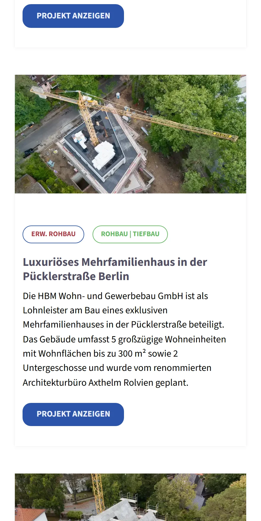 Website von HBM Wohn- und Gewerbebau GmbH – Handyansicht: Luxuriöses Mehrfamilienhaus in der Pücklerstraße Berlin