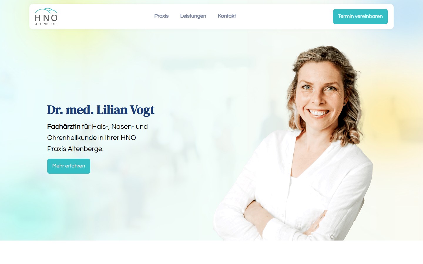 Website von HNO Altenberge – Desktopansicht