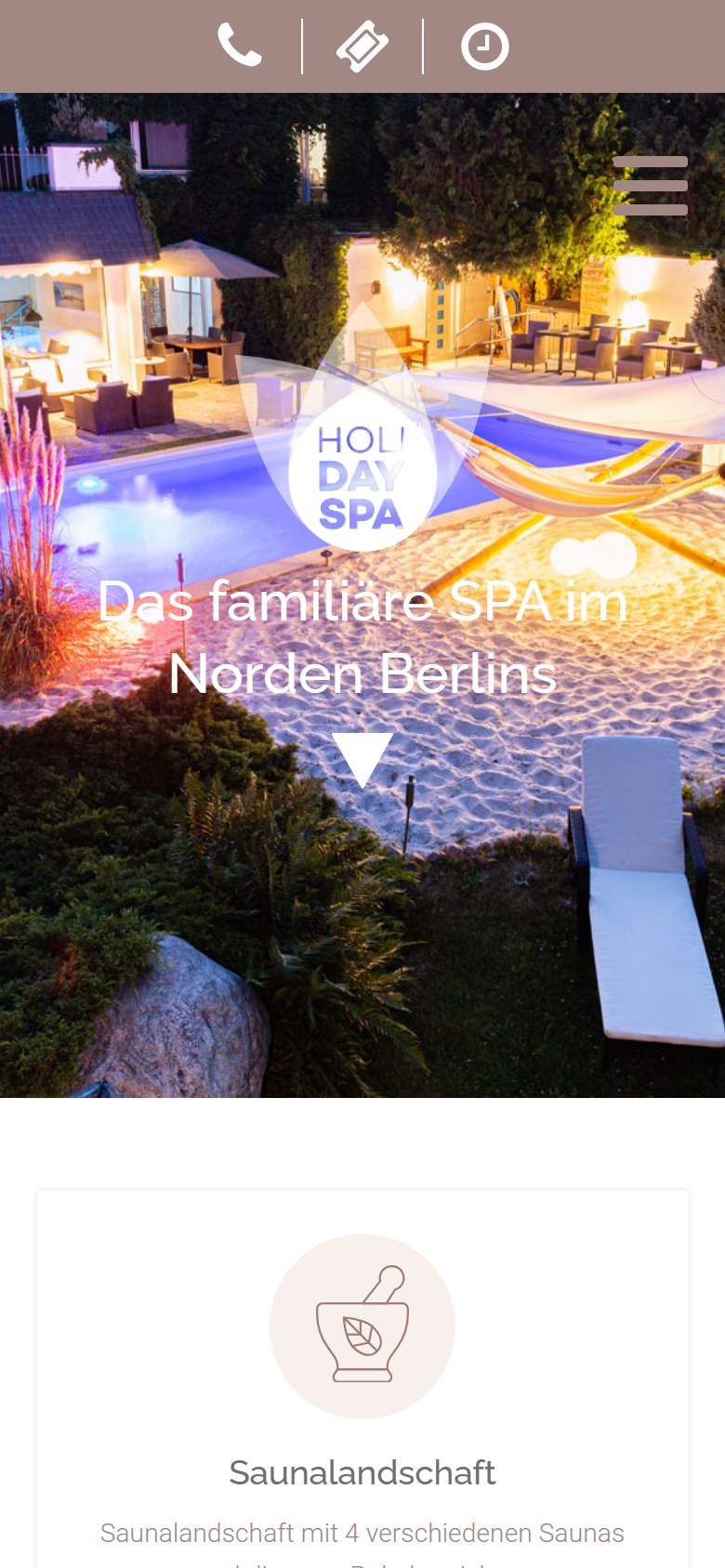 Website von HOLI DAY SPA – Handyansicht