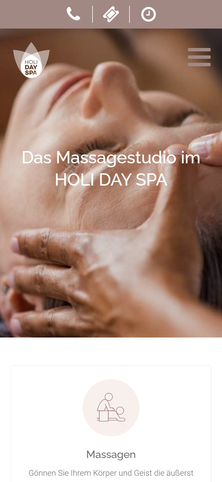 Website von HOLI DAY SPA – Handyansicht: Massage