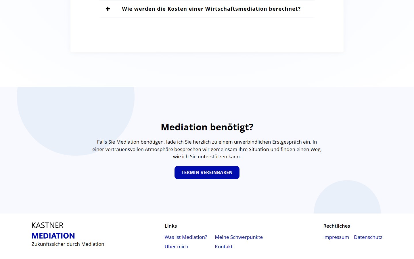 Website von Kastner Mediation – Desktopansicht