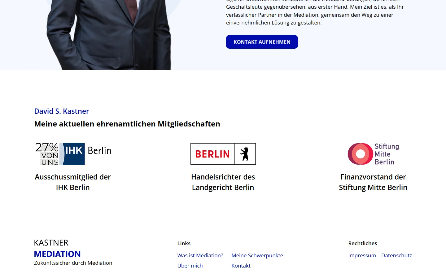 Website von Kastner Mediation – Desktopansicht: David S. Kastner