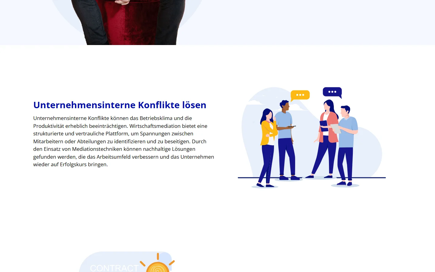 Website von Kastner Mediation – Desktopansicht: Unternehmensinterne Konflikte lösen