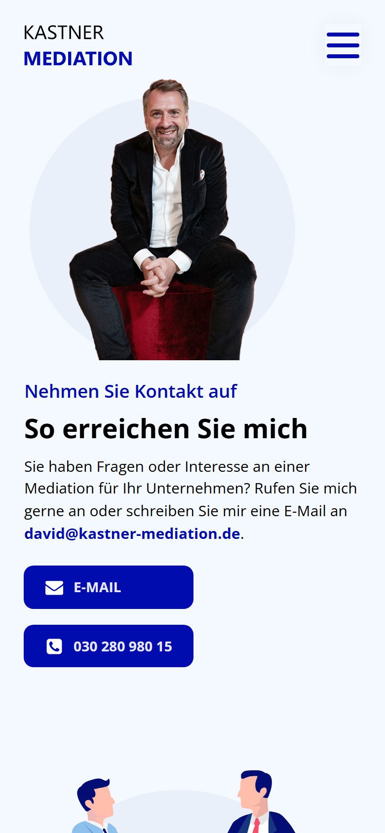 Website von Kastner Mediation – Handyansicht: Kontakt