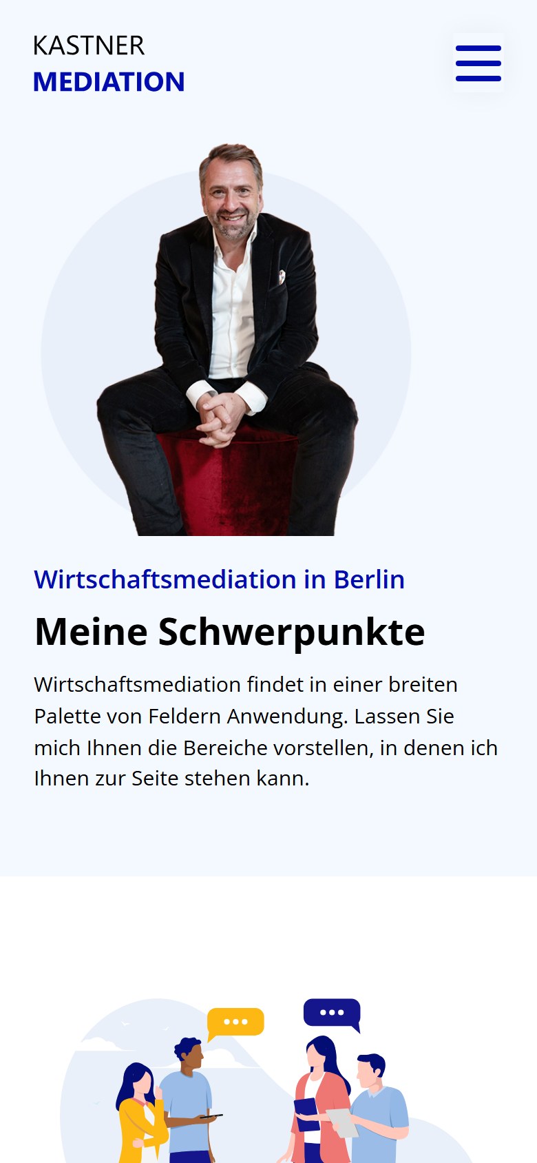 Website von Kastner Mediation – Handyansicht: Schwerpunkte