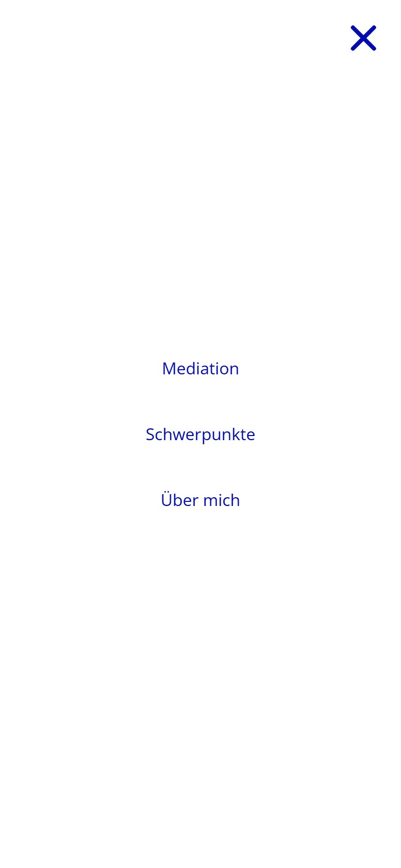 Website von Kastner Mediation in der Handyansicht mit geöffnetem Menü