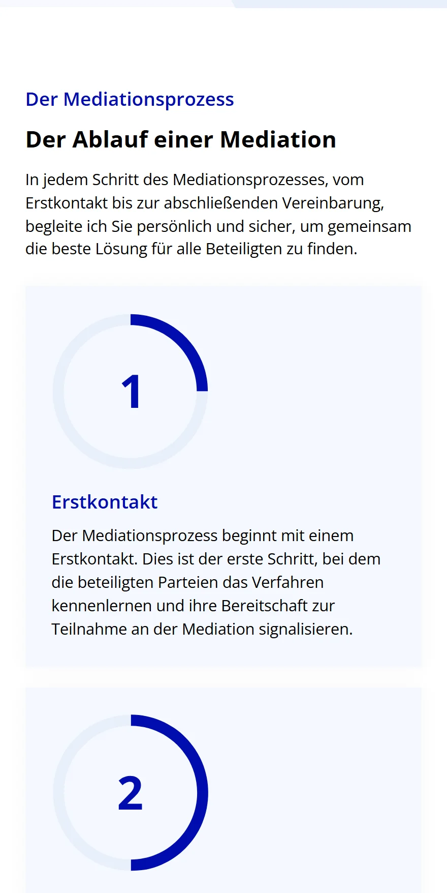 Website von Kastner Mediation – Handyansicht: Der Mediationsprozess