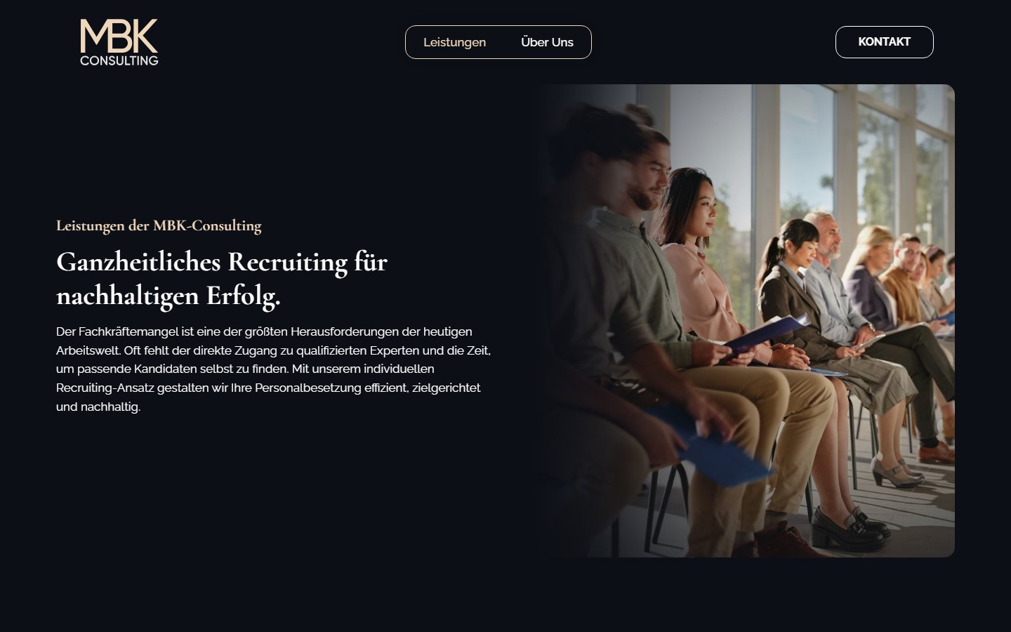 Website von MBK-CONSULTING – Desktopansicht: Leistungen