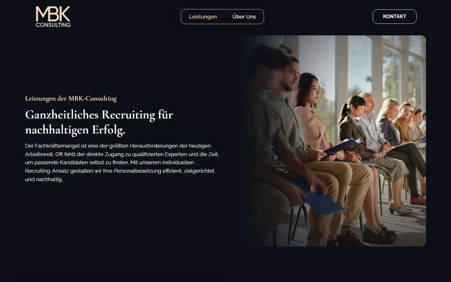 Website von MBK-CONSULTING – Desktopansicht: Leistungen der MBK-Consulting