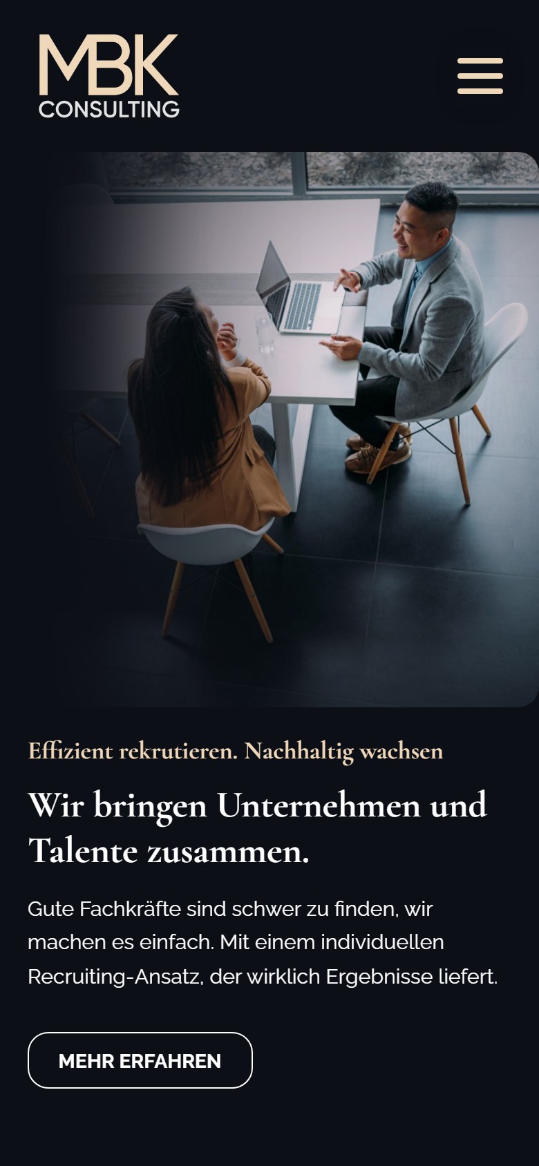 Website von MBK-CONSULTING – Handyansicht
