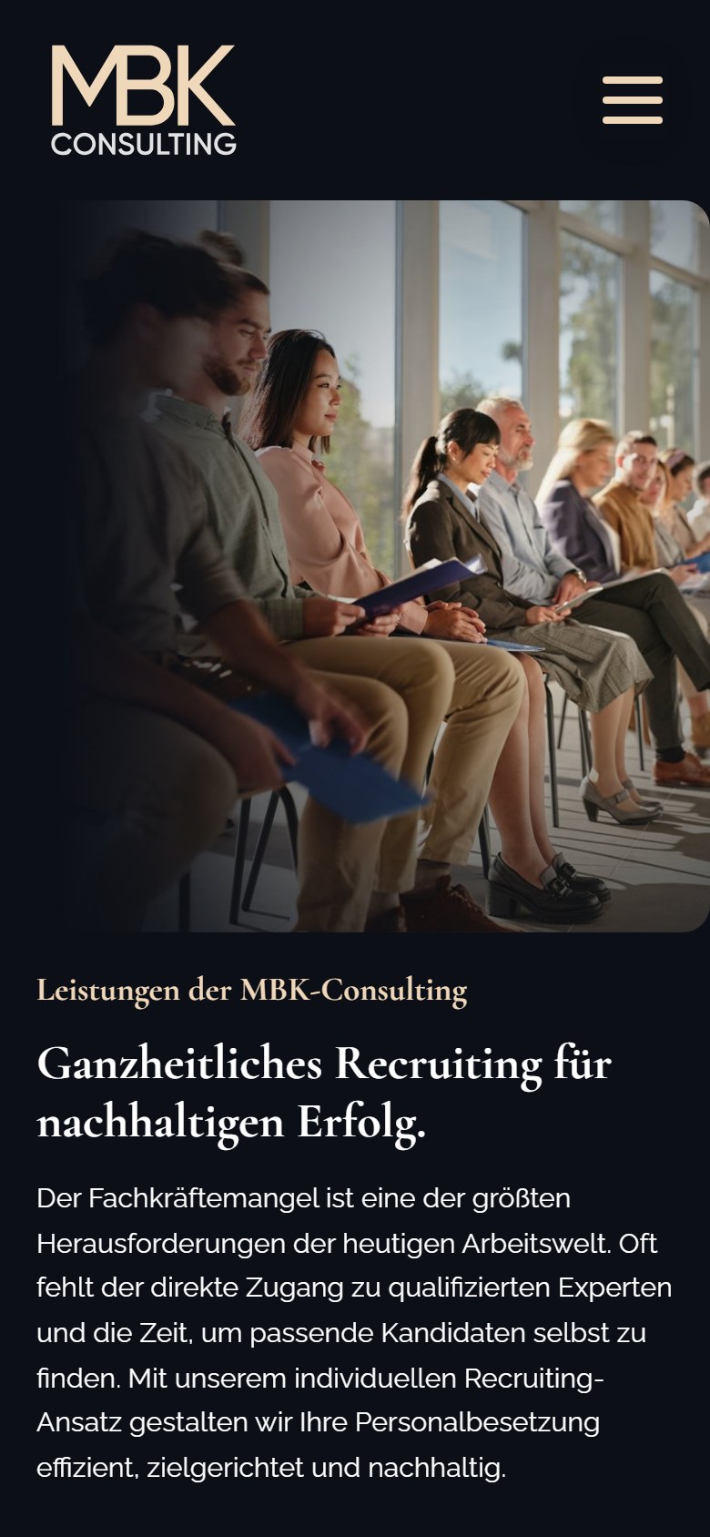 Website von MBK-CONSULTING – Handyansicht: Leistungen
