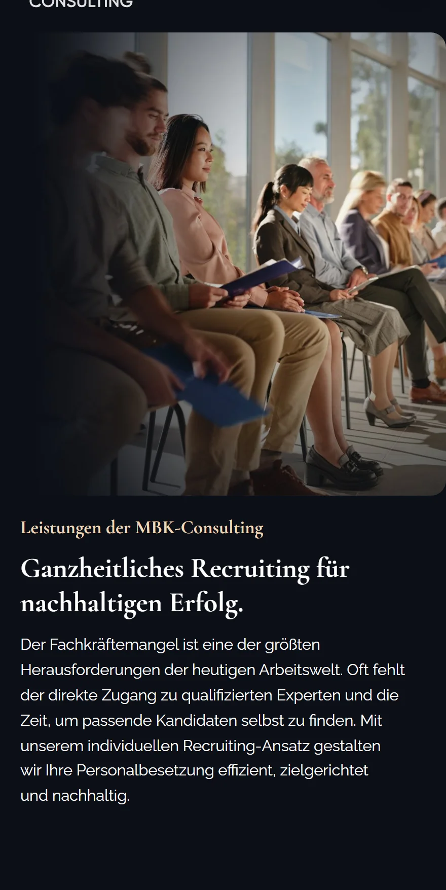Website von MBK-CONSULTING – Handyansicht: Leistungen der MBK-Consulting