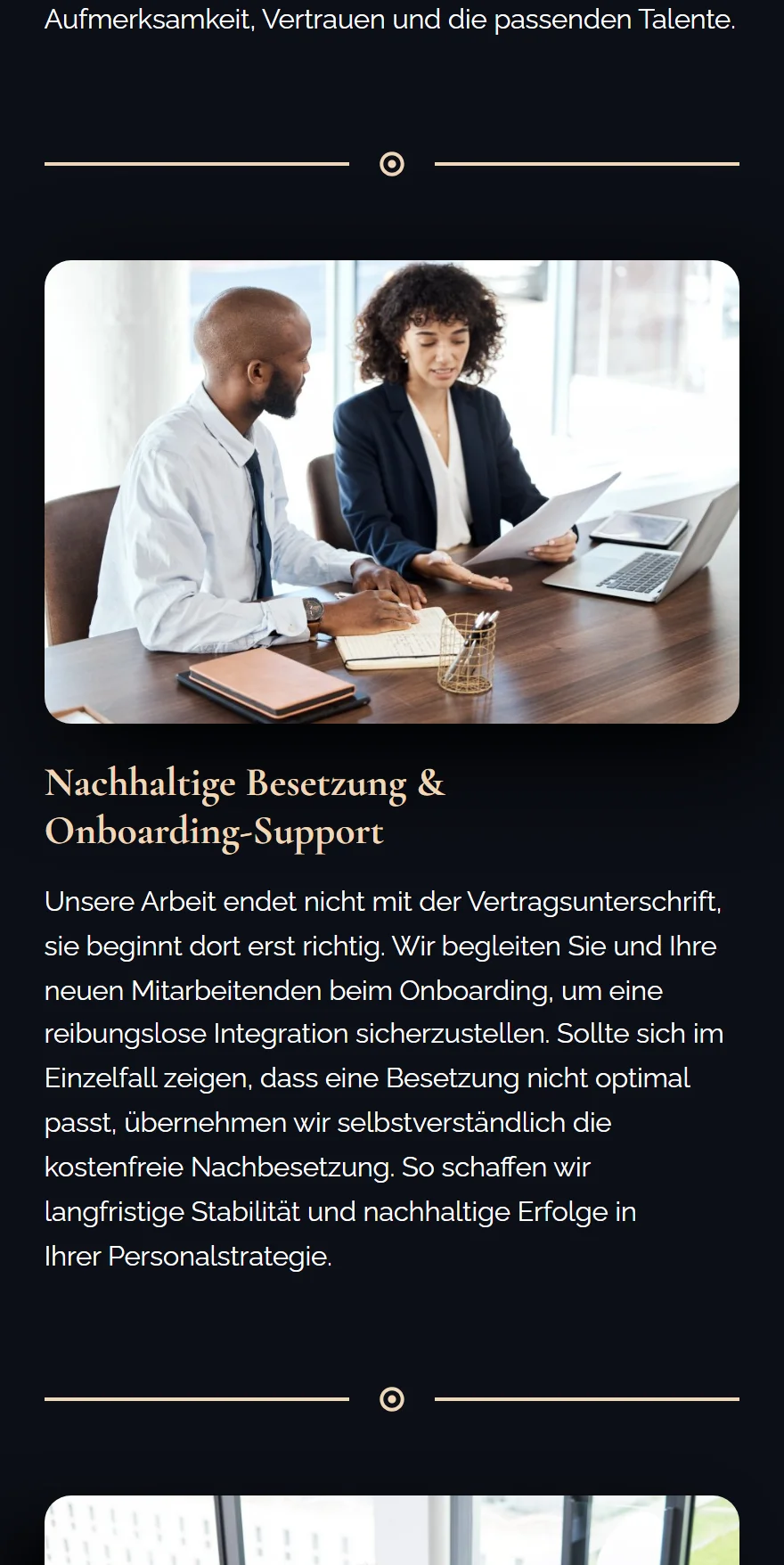 Website von MBK-CONSULTING – Handyansicht: Nachhaltige Besetzung & Onboarding-Support
