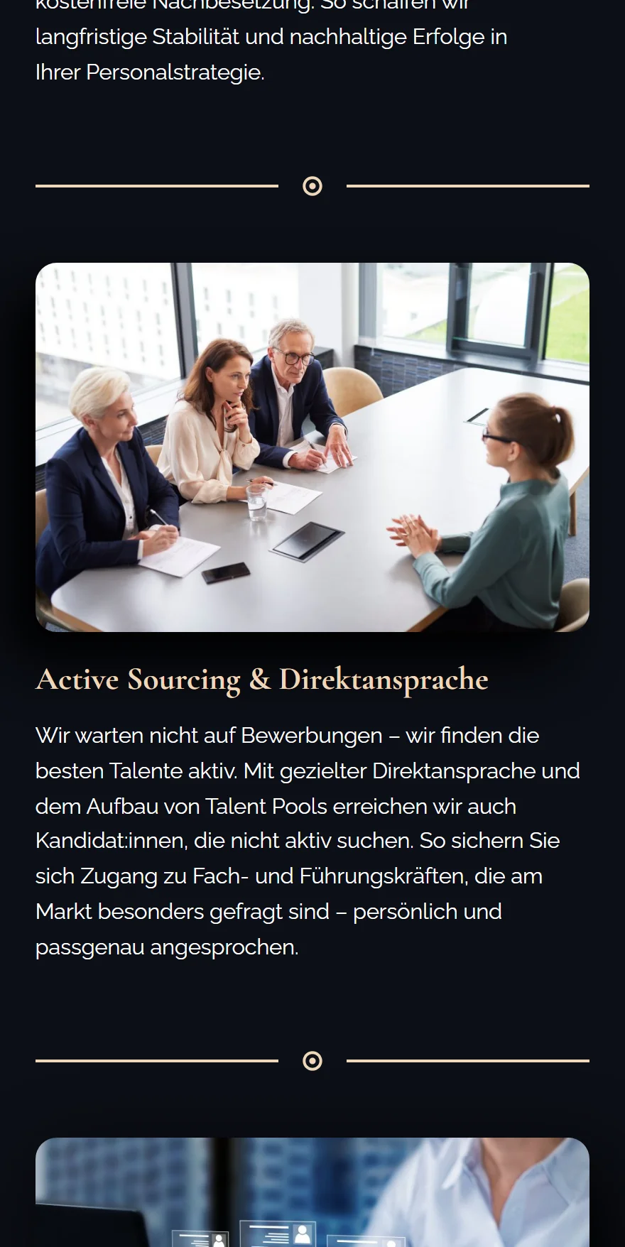 Website von MBK-CONSULTING – Handyansicht: Active Sourcing & Direktansprache