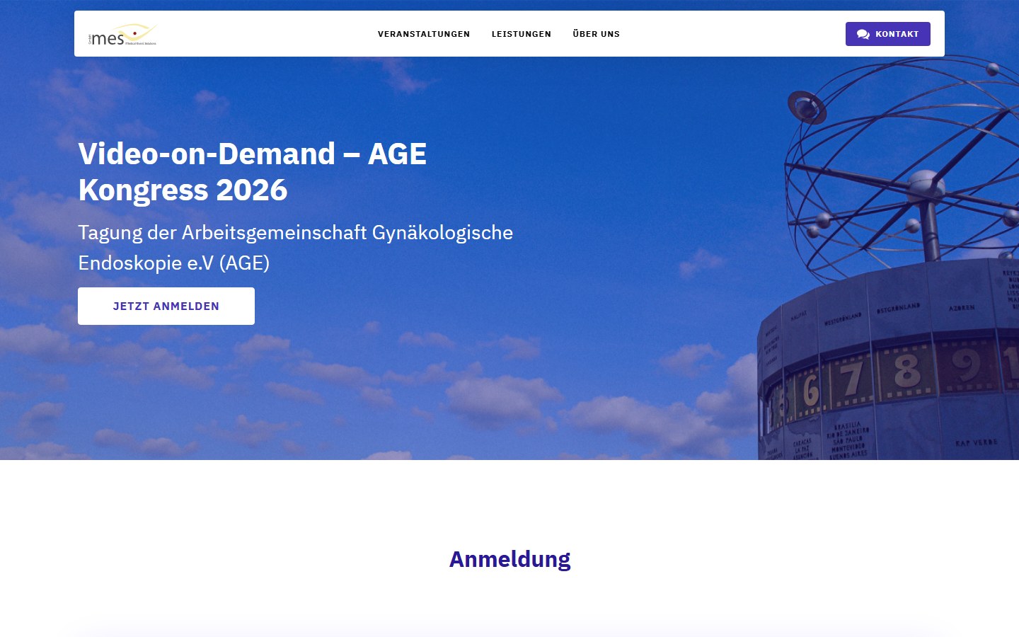 Website von medical event solutions GmbH – Desktopansicht: Video-on-Demand