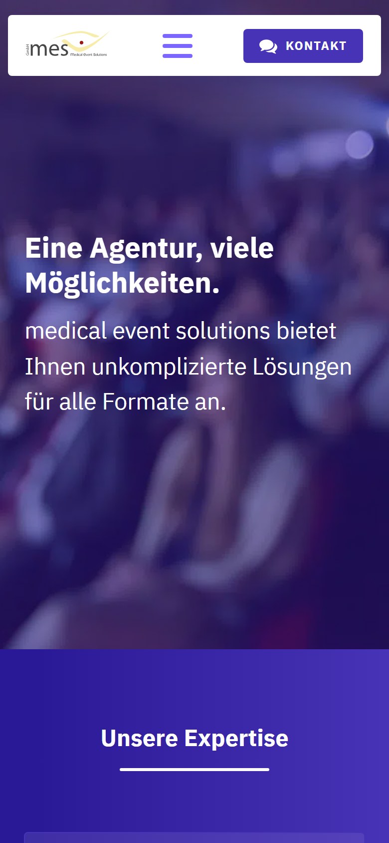 Website von medical event solutions GmbH – Handyansicht: Leistungen