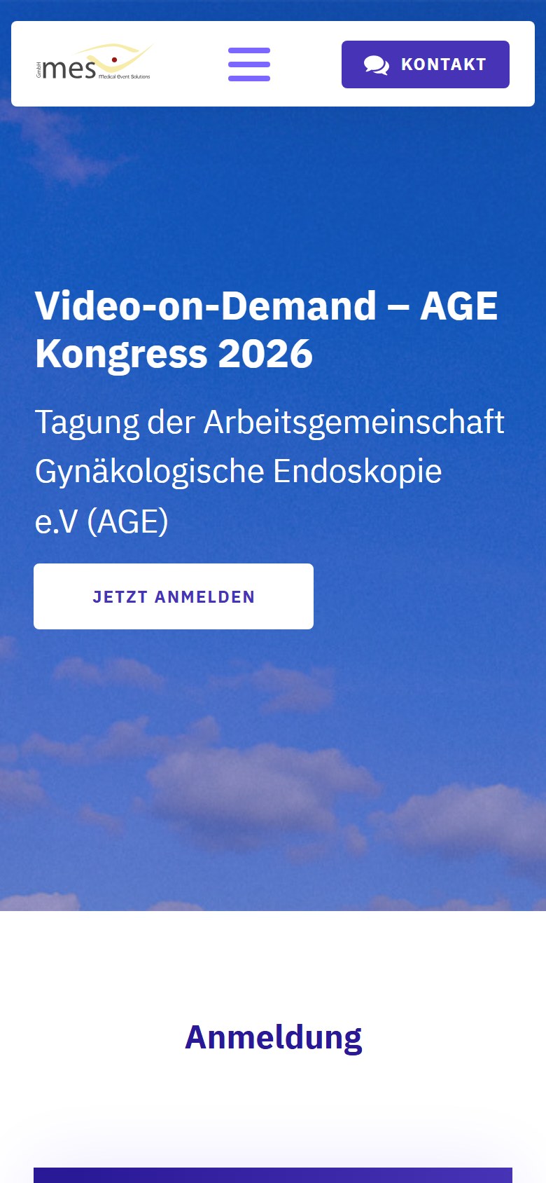Website von medical event solutions GmbH – Handyansicht: Video-on-Demand