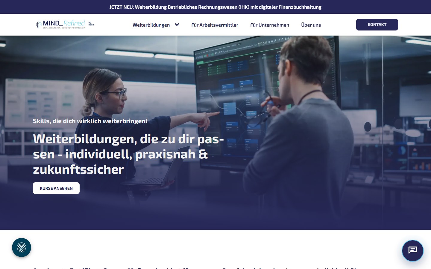 Website von MindRefined GmbH – Desktopansicht